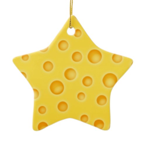 Swiss Cheese Cheezy Texture Pattern Ceramic Ornament