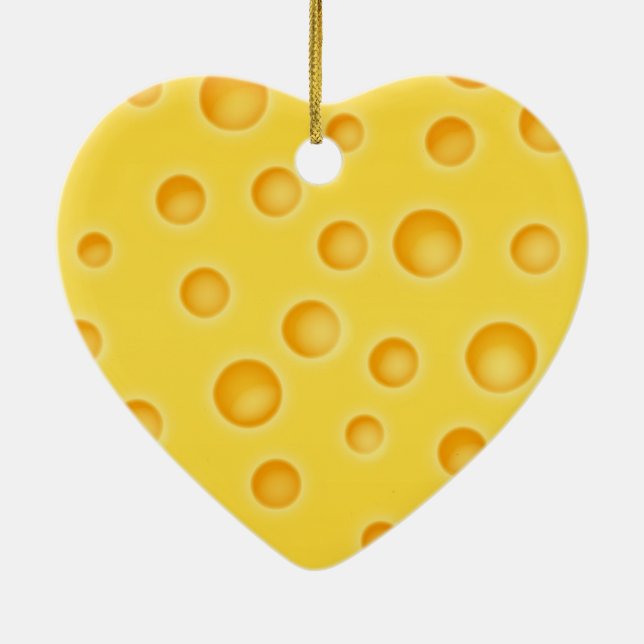 Swiss Cheese Cheezy Texture Pattern Ceramic Ornament (Back)