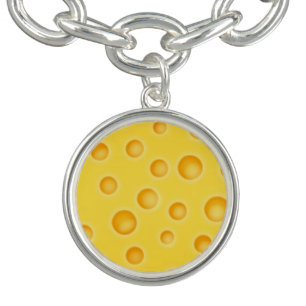 Swiss Cheese Cheezy Texture Pattern Charm Bracelet