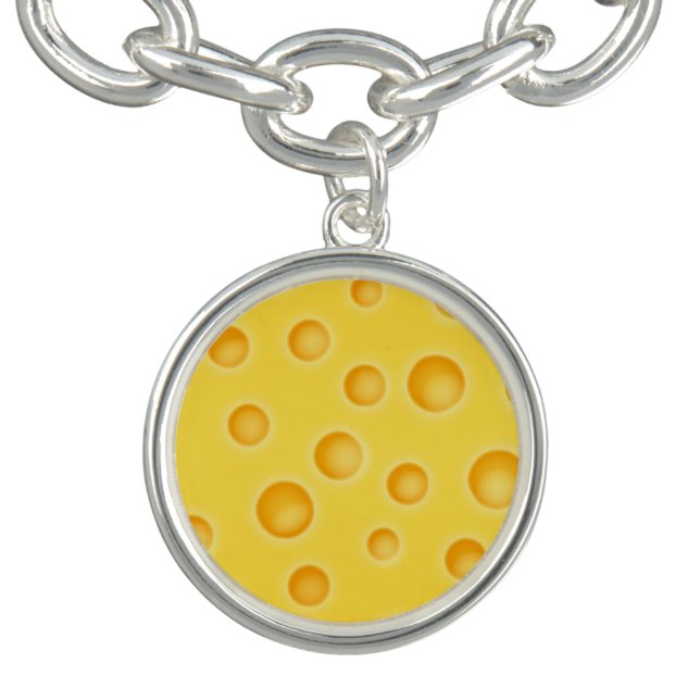 Swiss Cheese Cheezy Texture Pattern Charm Bracelet (Design)