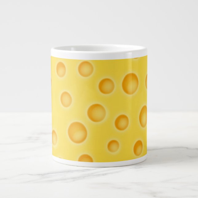 Swiss Cheese Cheezy Texture Pattern Giant Coffee Mug (Front)