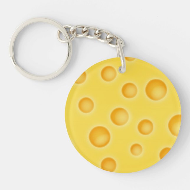 Swiss Cheese Cheezy Texture Pattern Keychain (Front)