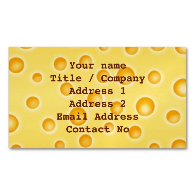 Swiss Cheese Cheezy Texture Pattern Magnetic Business Card (Front)