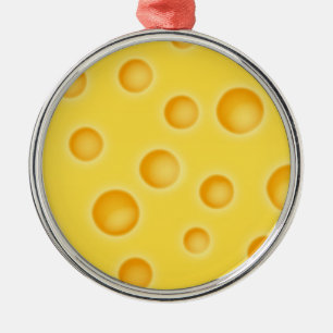 Swiss Cheese Cheezy Texture Pattern Metal Ornament