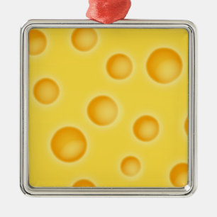 Swiss Cheese Cheezy Texture Pattern Metal Ornament
