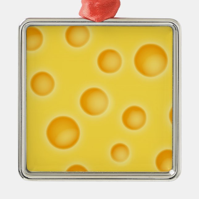Swiss Cheese Cheezy Texture Pattern Metal Ornament (Front)