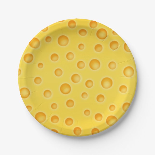 Swiss Cheese Cheezy Texture Pattern Paper Plates (Front)