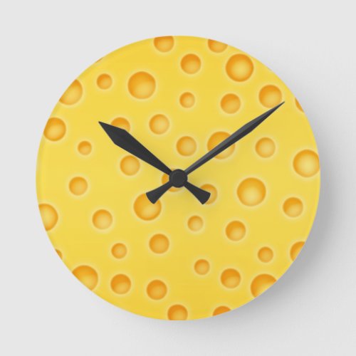 Swiss Cheese Cheezy Texture Pattern Round Clock