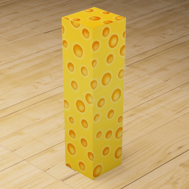 Swiss Cheese Cheezy Texture Pattern Wine Box (Front)