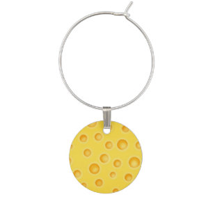 Swiss Cheese Cheezy Texture Pattern Wine Glass Charm