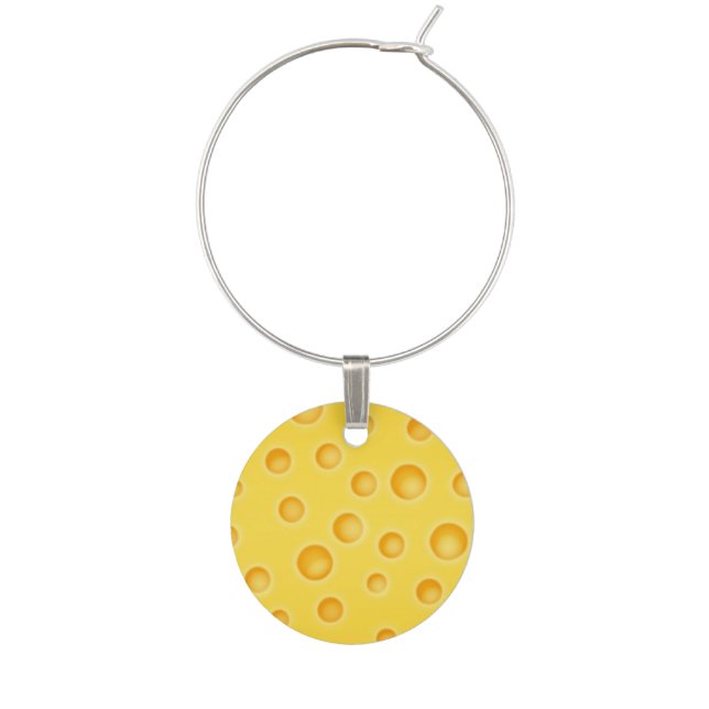 Swiss Cheese Cheezy Texture Pattern Wine Glass Charm (Front)