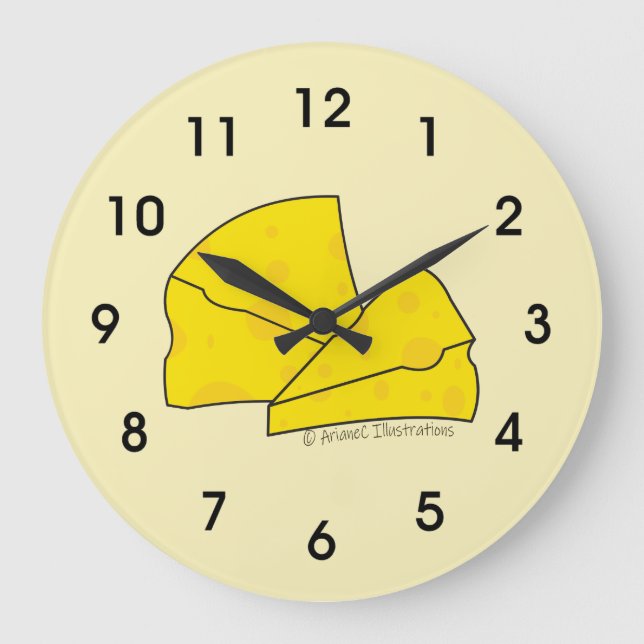 Swiss Cheese Doodle Yellow Kitchen Clock (Front)