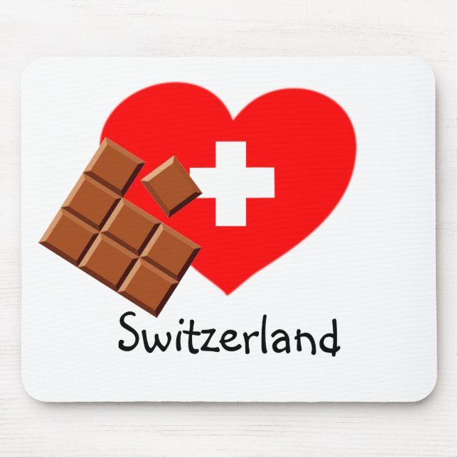 Swiss Chocolate and Heart-Shape Flag Mouse Pad (Front)