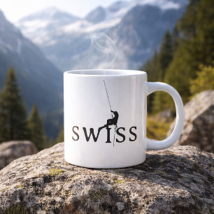 Swiss Climbing Minimalist Rope Silhouette Giant Coffee Mug