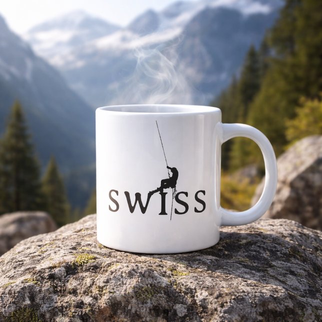 Swiss Climbing Minimalist Rope Silhouette Giant Coffee Mug (Creator Uploaded)
