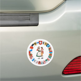 Swiss coat of arms and costumed dancers car magnet