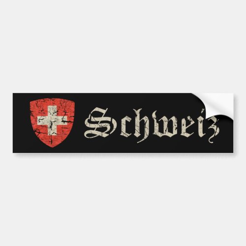 Swiss Coat of Arms Distressed Bumper Sticker