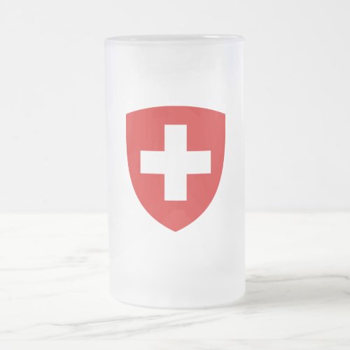 Swiss Coat of Arms _ Switzerland Souvenir Frosted Glass Beer Mug