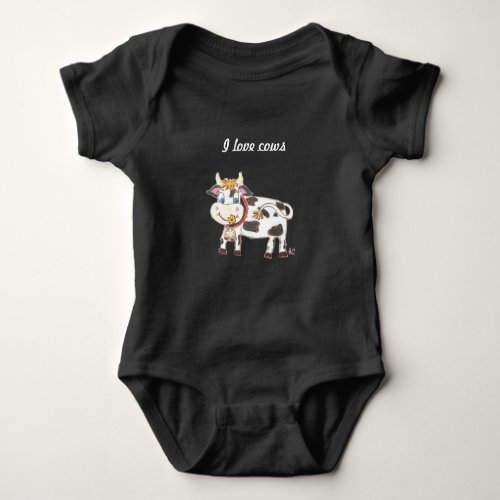 Swiss cow black baby Jersey bodysuit