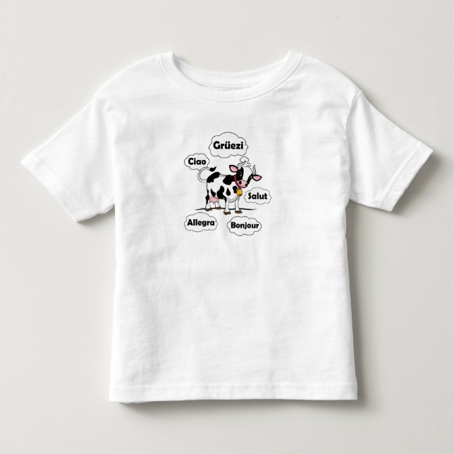 Swiss Cow Grüezi Bonjour Ciao Switzerland Travel Toddler T-shirt (Front)