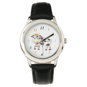 Swiss cow kid glitter watch
