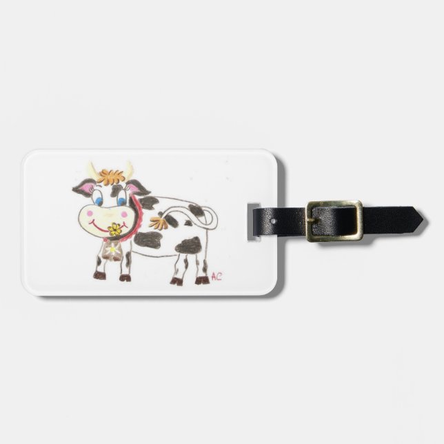 Swiss cow personalized luggage tag (Front Horizontal)