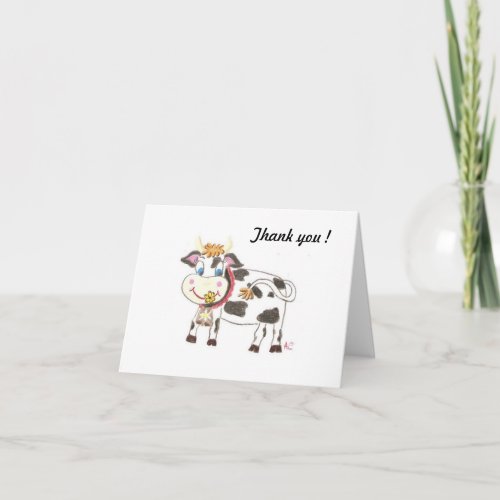 Swiss cow  thank you note card