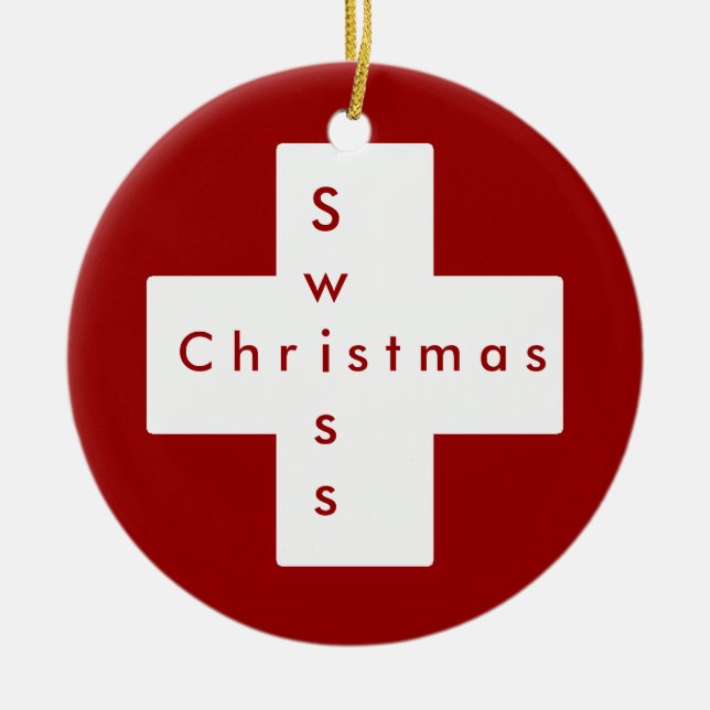 Swiss cross ceramic ornament (Front)