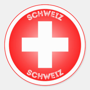 Swiss Cross Schweiz Circle Shape Classic Round Sticker