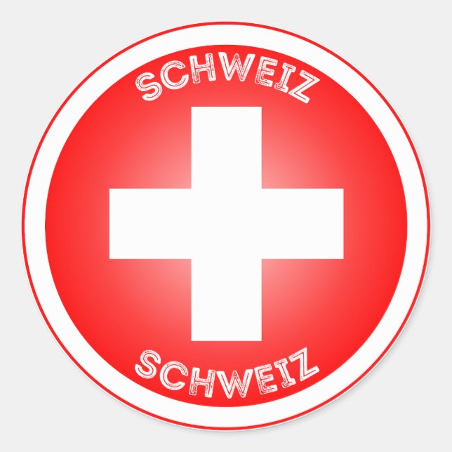 Swiss Cross Schweiz Circle Shape  Classic Round Sticker (Front)