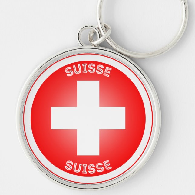 Swiss Cross Suisse Circle Shape Keychain (Front)