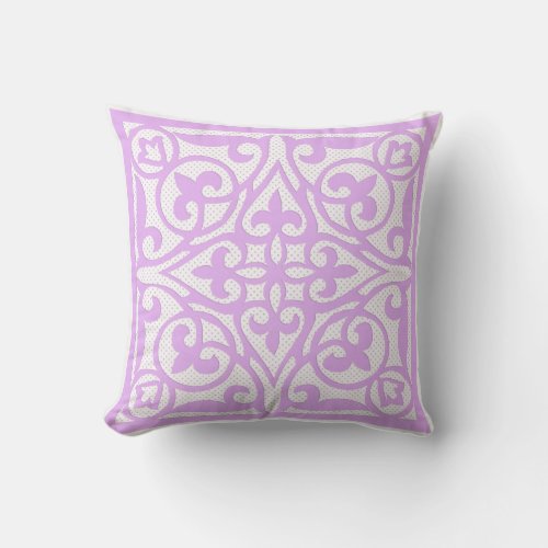 Swiss dot cutwork over linen _ lavender throw pillow