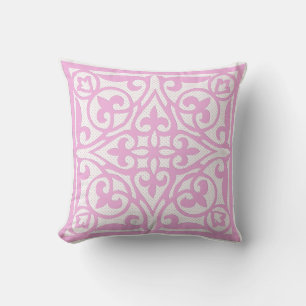 Swiss dot cutwork over linen - orchid pink throw pillow