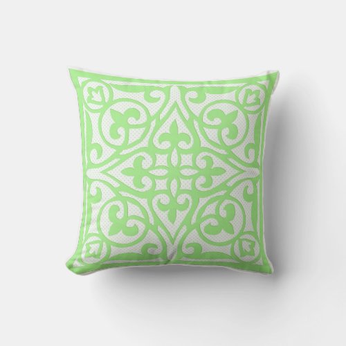Swiss dot cutwork over linen _ pale green throw pillow