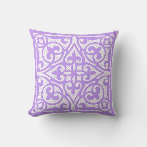Swiss dot cutwork over linen _ violet throw pillow