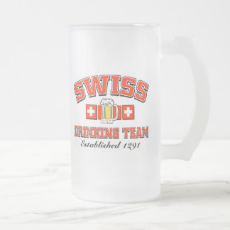Swiss Drinking Team Frosted Glass Beer Mug