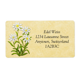 Swiss Edelweiss Flowers Customizable Label