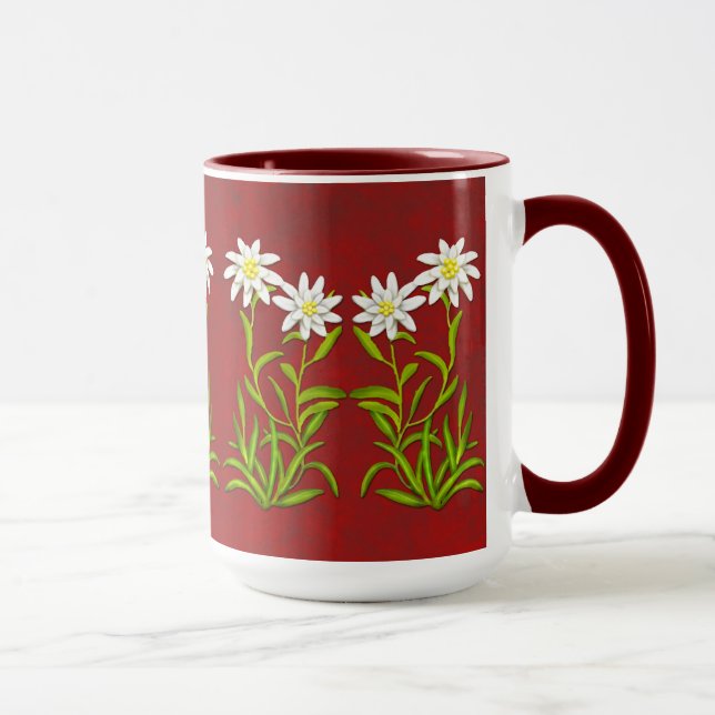 Swiss Edelweiss Flowers Mug (Right)