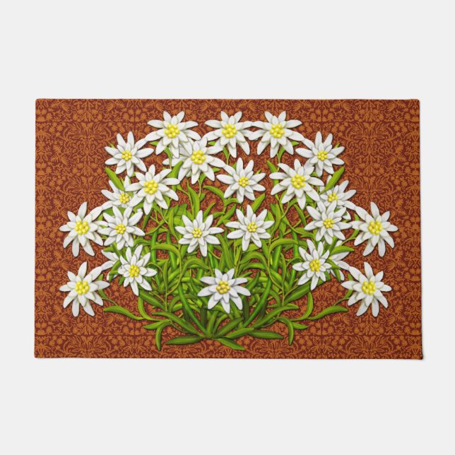 Swiss Edelweiss Mountain Flowers Doormat (Front)