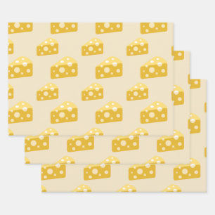 Swiss Emmental Yellow Food Lover Pattern Queso Wrapping Paper Sheets