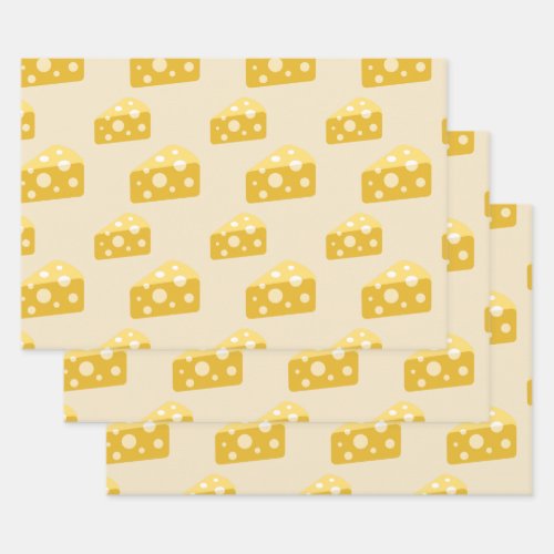 Swiss Emmental Yellow Food Lover Pattern Queso Wrapping Paper Sheets