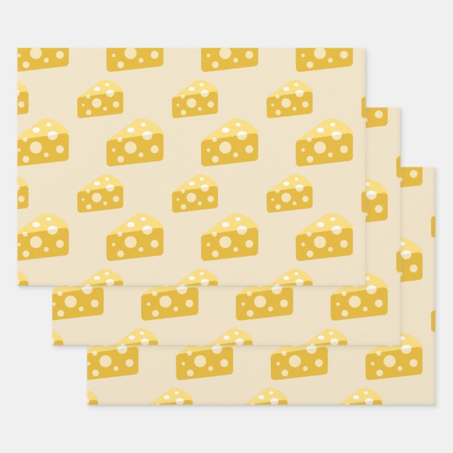 Swiss Emmental Yellow Food Lover Pattern Queso Wrapping Paper Sheets (Set)