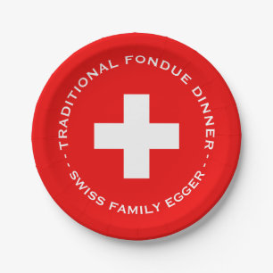 Swiss Family Fondue Party Flag of Switzerland Paper Plates