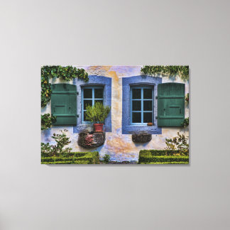 Swiss Farmhouse Windows - European Countryside Canvas Print