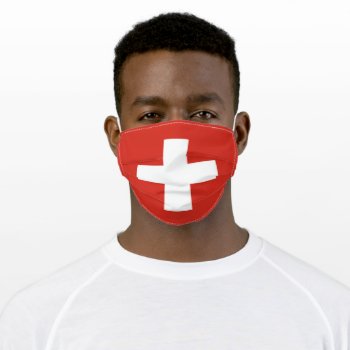 Swiss Flag Adult Cloth Face Mask by YLGraphics at Zazzle