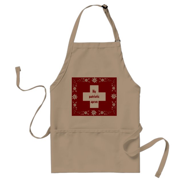 Swiss flag and edelweiss adult apron (Front)