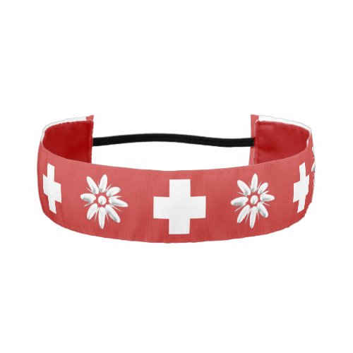 Swiss flag and edelweiss athletic headband