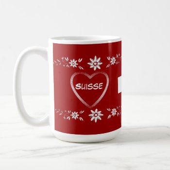 Swiss Flag And Edelweiss Coffee Mug by CoolCurves at Zazzle