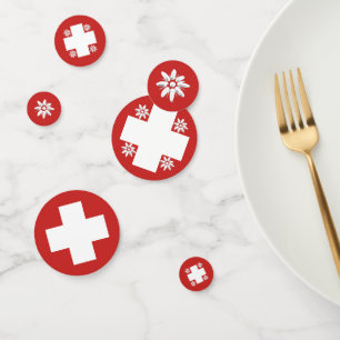 Swiss flag and edelweiss confetti