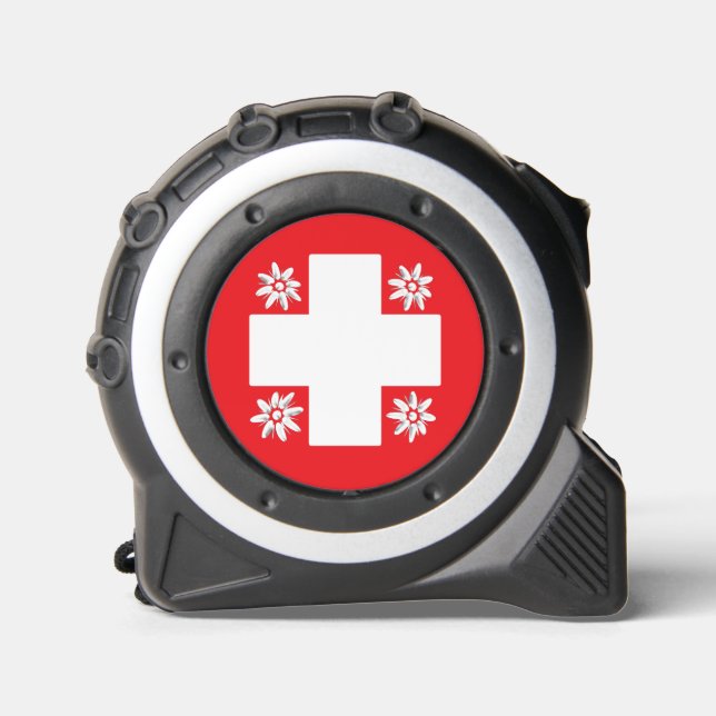 Swiss flag and edelweiss tape measure (Front)